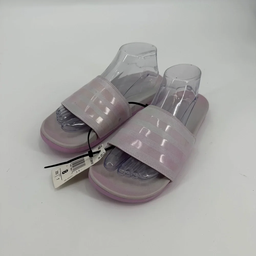 Adidas Adilette Comfort Slides Lilac White Womens 8 Athletic Sandals